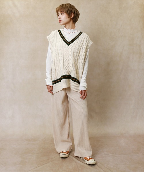 Lull（ルル）の「【Lull / ルル】チルデンニットベスト（ベスト・レディース・サックスブルー/イエロー/アイボリー/モカ・ONESIZE）」の19枚目の写真