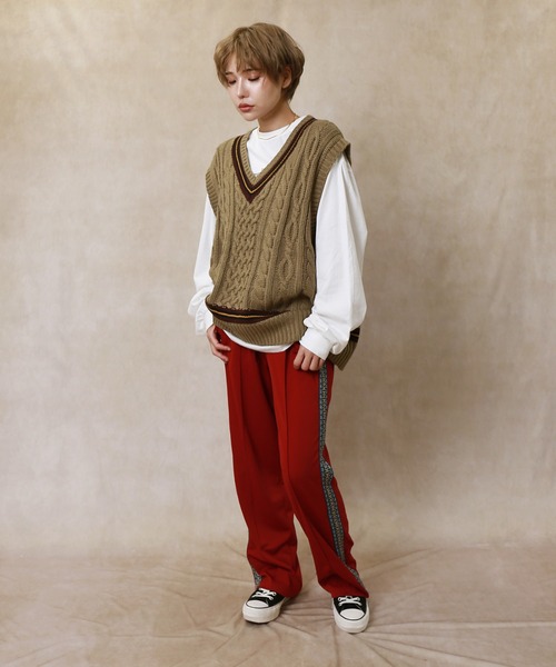 Lull（ルル）の「【Lull / ルル】チルデンニットベスト（ベスト・レディース・サックスブルー/イエロー/アイボリー/モカ・ONESIZE）」の5枚目の写真