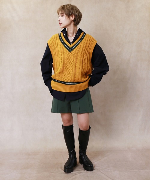 Lull（ルル）の「【Lull / ルル】チルデンニットベスト（ベスト・レディース・サックスブルー/イエロー/アイボリー/モカ・ONESIZE）」の22枚目の写真