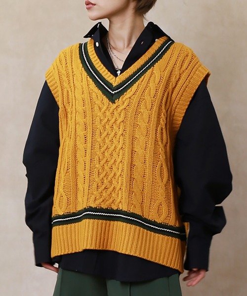 Lull（ルル）の「【Lull / ルル】チルデンニットベスト（ベスト・レディース・サックスブルー/イエロー/アイボリー/モカ・ONESIZE）」の21枚目の写真