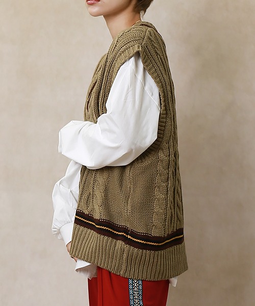 Lull（ルル）の「【Lull / ルル】チルデンニットベスト（ベスト・レディース・サックスブルー/イエロー/アイボリー/モカ・ONESIZE）」の11枚目の写真