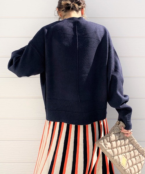 Q（キュー）の「12G ダブルJQロゴニット（ニット/セーター・レディース・ネイビー/オレンジ・MEDIUM）」の6枚目の写真