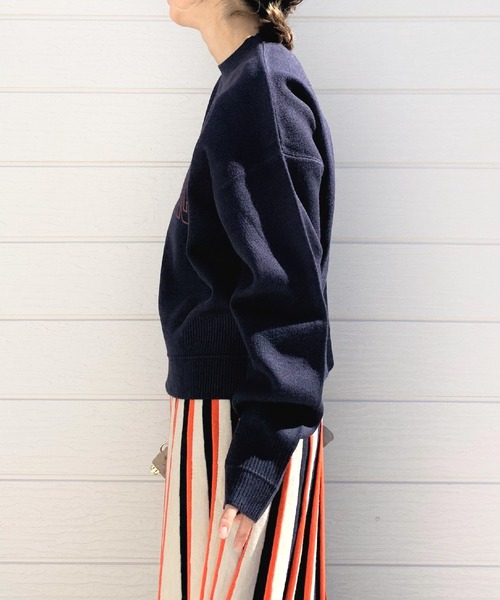 Q（キュー）の「12G ダブルJQロゴニット（ニット/セーター・レディース・ネイビー/オレンジ・MEDIUM）」の7枚目の写真
