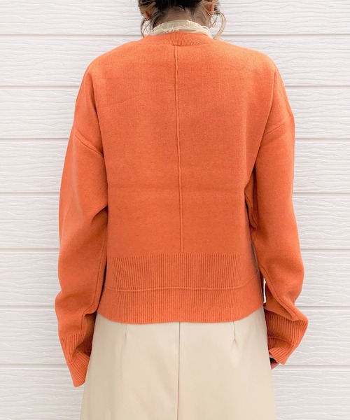 Q（キュー）の「12G ダブルJQロゴニット（ニット/セーター・レディース・ネイビー/オレンジ・MEDIUM）」の5枚目の写真