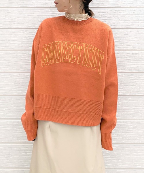 Q（キュー）の「12G ダブルJQロゴニット（ニット/セーター・レディース・ネイビー/オレンジ・MEDIUM）」の3枚目の写真