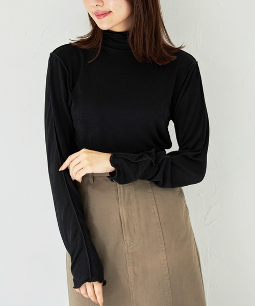 tocco closet（トッコ　クローゼット）の「【限定】ハイネックメローフリルプルオーバー（Tシャツ/カットソー・レディース・ブラック/グレー/ブルー/アイボリー・M）」の3枚目の写真