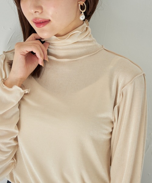 tocco closet（トッコ　クローゼット）の「【限定】ハイネックメローフリルプルオーバー（Tシャツ/カットソー・レディース・ブラック/グレー/ブルー/アイボリー・M）」の7枚目の写真