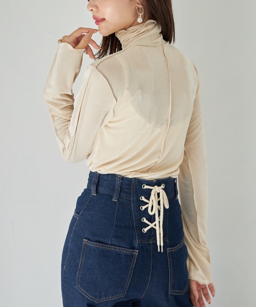 tocco closet（トッコ　クローゼット）の「【限定】ハイネックメローフリルプルオーバー（Tシャツ/カットソー・レディース・ブラック/グレー/ブルー/アイボリー・M）」の9枚目の写真