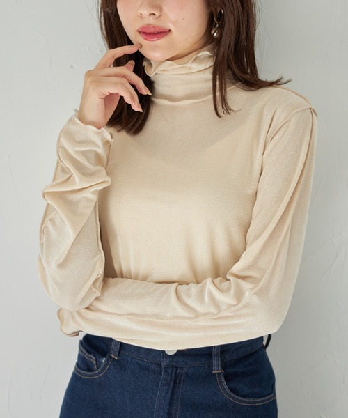 tocco closet（トッコ　クローゼット）の「【限定】ハイネックメローフリルプルオーバー（Tシャツ/カットソー・レディース・ブラック/グレー/ブルー/アイボリー・M）」の6枚目の写真