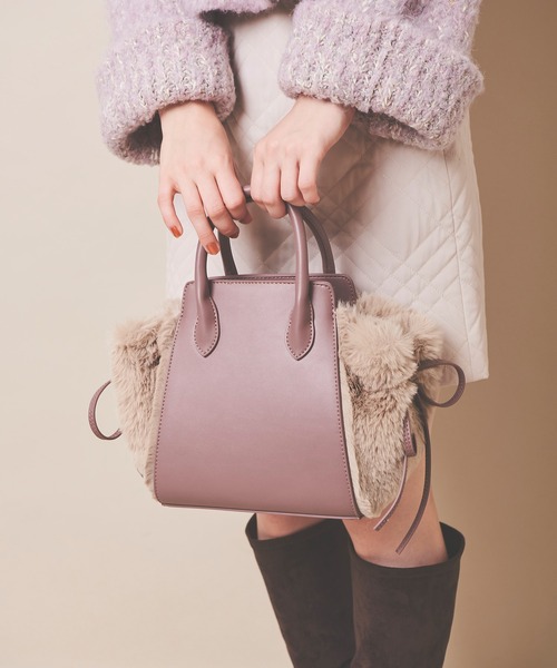 31 Sons de mode（トランテアン　ソン　ドゥ　モード）の「ファーコンビバッグ（ショルダーバッグ・レディース・オフホワイト/サックスブルー/ピンク・フリー）」の15枚目の写真