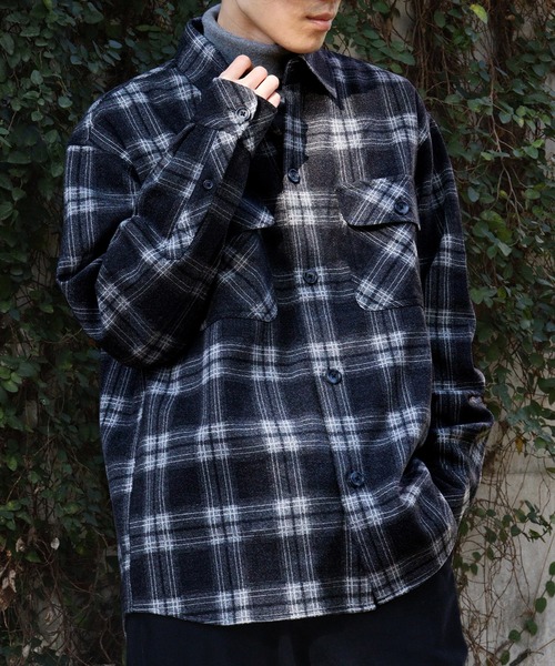 GIORDANO（ジョルダーノ）の「[ GIORDANO ]メルトンタッチシャツジャケット(ユニセックス)（ブルゾン・レディース・ブラック/グレー/ダークグレー・MEDIUM/LARGE/X-LARGE）」の3枚目の写真