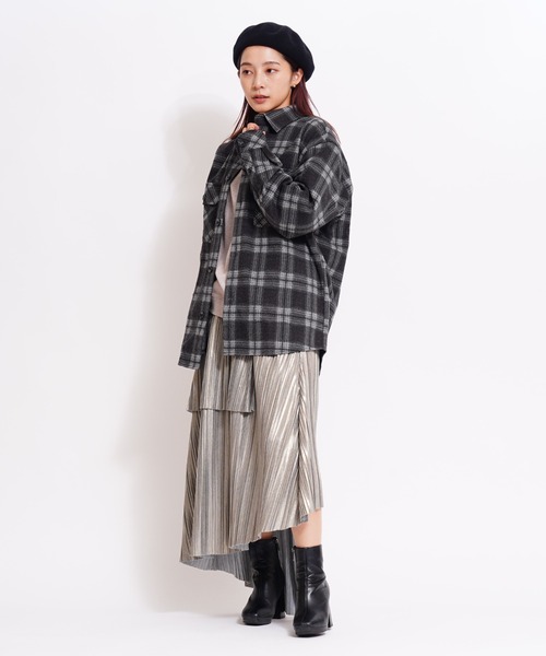 GIORDANO（ジョルダーノ）の「[ GIORDANO ]メルトンタッチシャツジャケット(ユニセックス)（ブルゾン・レディース・ブラック/グレー/ダークグレー・MEDIUM/LARGE/X-LARGE）」の14枚目の写真