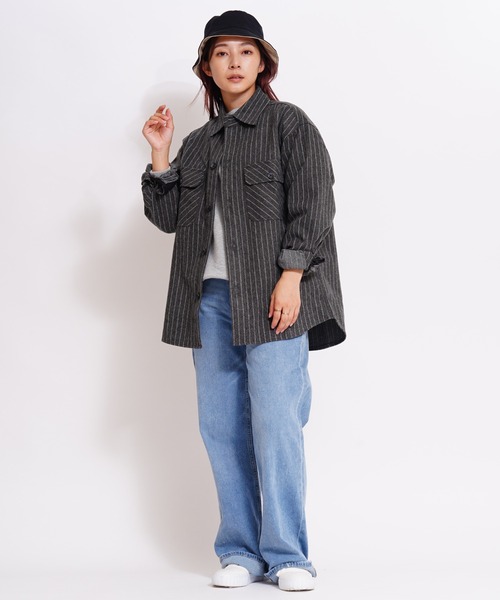 GIORDANO（ジョルダーノ）の「[ GIORDANO ]メルトンタッチシャツジャケット(ユニセックス)（ブルゾン・レディース・ブラック/グレー/ダークグレー・MEDIUM/LARGE/X-LARGE）」の12枚目の写真