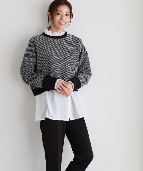 Pierrot(ピエロ)の「ニット×キャミワンピレイヤードセット(ワンピース・レディース・ブラック×ホワイト/ベージュ/グリーン系その他・M/L)」の9枚目の写真
