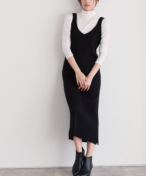 Pierrot(ピエロ)の「ニット×キャミワンピレイヤードセット(ワンピース・レディース・ブラック×ホワイト/ベージュ/グリーン系その他・M/L)」の10枚目の写真