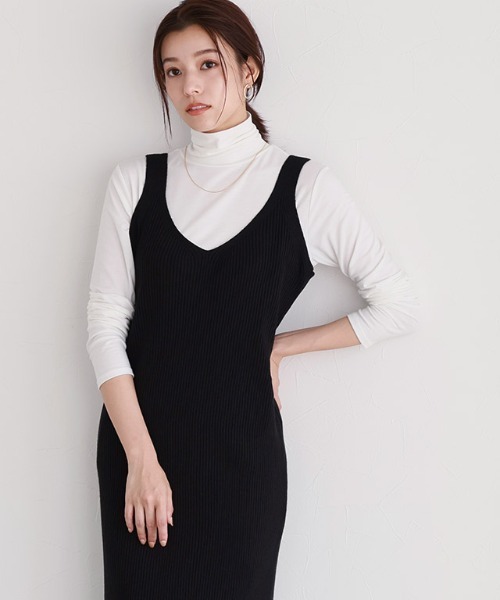 Pierrot(ピエロ)の「ニット×キャミワンピレイヤードセット(ワンピース・レディース・ブラック×ホワイト/ベージュ/グリーン系その他・M/L)」の11枚目の写真