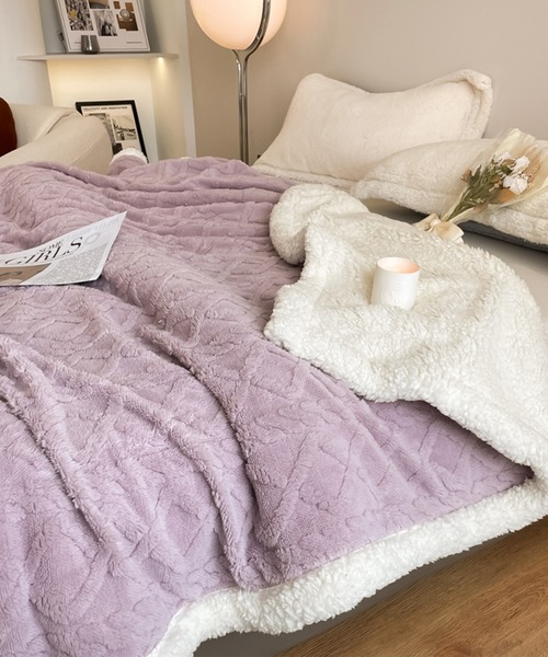 セール】【100x150cm】ケーブル編み風大判サイズモコモコブランケット