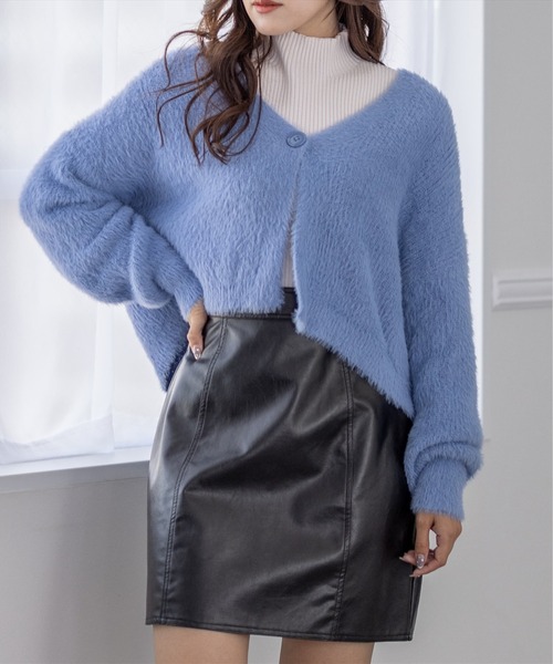 clear（クリア）の「シャギーショートカーディガン（カーディガン/ボレロ・レディース・ピンク/ブラック/アイボリー/ブルーグレー・F）」の3枚目の写真