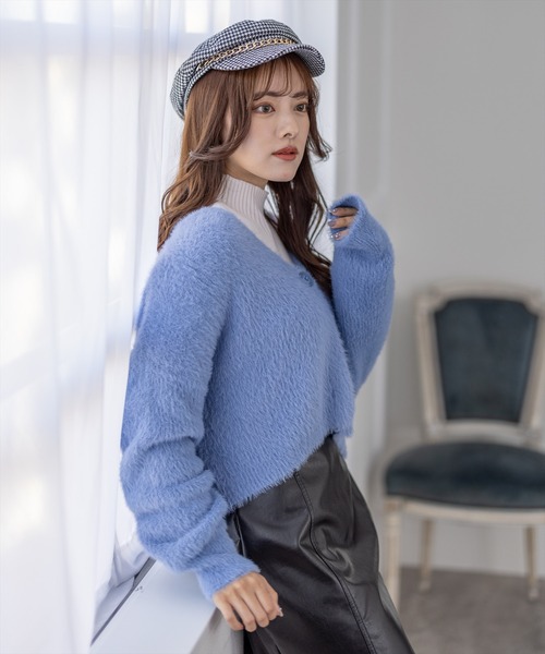 clear（クリア）の「シャギーショートカーディガン（カーディガン/ボレロ・レディース・ピンク/ブラック/アイボリー/ブルーグレー・F）」の21枚目の写真