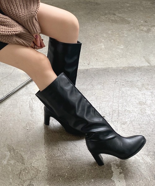 Futier land(フューティアランド)の「センターシームワイドロングブーツ(ブーツ・レディース・ブラック/ブラウン/キャメル・40/38/39/36/37)」の4枚目の写真