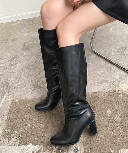 Futier land(フューティアランド)の「センターシームワイドロングブーツ(ブーツ・レディース・ブラック/ブラウン/キャメル・40/38/39/36/37)」の5枚目の写真