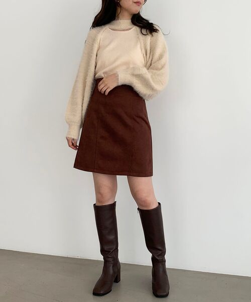 MAJESTIC LEGON（マジェスティックレゴン）の「フェイクスエードミニスカート（スカート・レディース・ブラック/ブラウン/アイボリー・MEDIUM）」の22枚目の写真