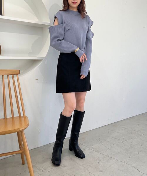 MAJESTIC LEGON（マジェスティックレゴン）の「フェイクスエードミニスカート（スカート・レディース・ブラック/ブラウン/アイボリー・MEDIUM）」の9枚目の写真