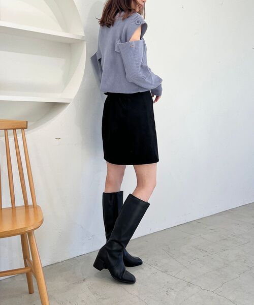 MAJESTIC LEGON（マジェスティックレゴン）の「フェイクスエードミニスカート（スカート・レディース・ブラック/ブラウン/アイボリー・MEDIUM）」の6枚目の写真