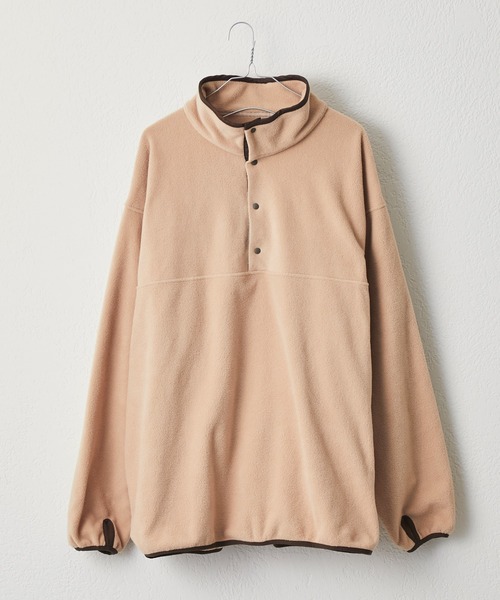 WHIMSIC（ウィムジック）の「【UNISEX】マイクロフリーススナップTEE（Tシャツ/カットソー・メンズ・ベージュ/パープル/ネイビー/ブラック・FREE）」の2枚目の写真