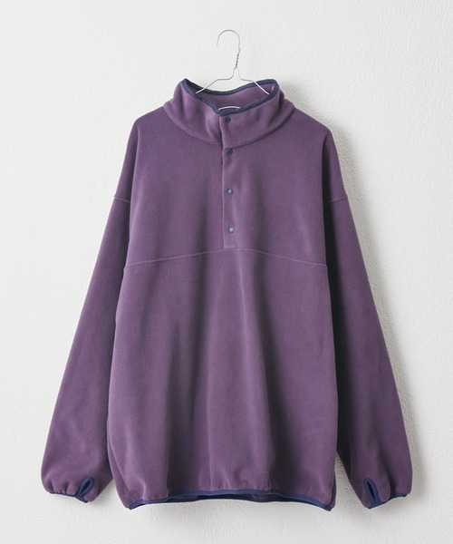 WHIMSIC（ウィムジック）の「【UNISEX】マイクロフリーススナップTEE（Tシャツ/カットソー・メンズ・ベージュ/パープル/ネイビー/ブラック・FREE）」の4枚目の写真