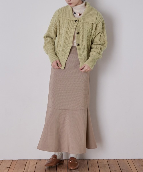 Fashion Letter（ファッションレター）の「ケーブルニットセーラーカラーカーデ（カーディガン/ボレロ・レディース・アイボリー/ブラック/グリーン/イエロー・M）」の14枚目の写真