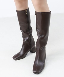 Liberty doll / ストレッチスクエア インサイドジップ ヒールロングブーツ (9102)