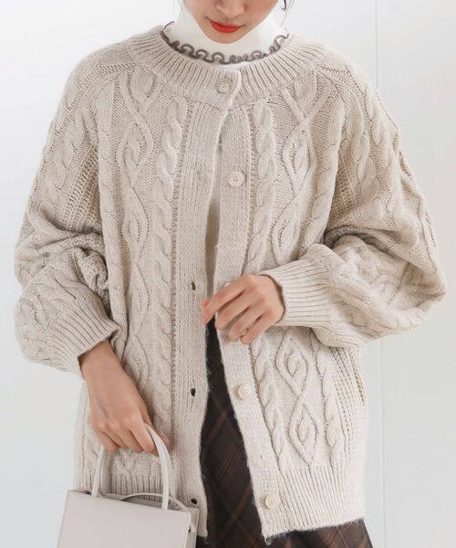 rps（アールピーエス）の「ケーブルニットカーディガン（カーディガン/ボレロ・レディース・アイボリー/ベージュ/ピンク/杢グレー・フリー）」の9枚目の写真