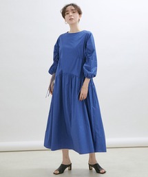 SALON adam et rope' | 【WEB限定】【洗える】シャーリングスリーブウエストギャザーワンピース(ワンピース)