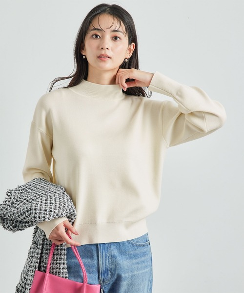 ROPE' PICNIC(ロペピクニック)の「洗濯機OK・パチパチしない/マシュマロニットモックネックプルオーバー(ニット/セーター・レディース・ブラック/オフホワイト/ベージュ系その他・38)」の1枚目の写真