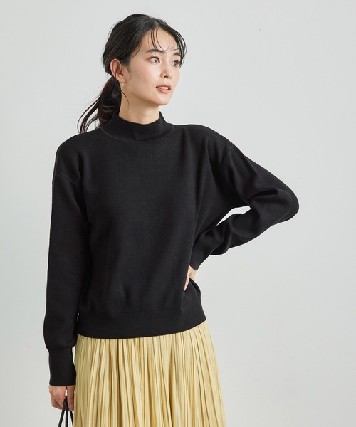 ROPE' PICNIC(ロペピクニック)の「洗濯機OK・パチパチしない/マシュマロニットモックネックプルオーバー(ニット/セーター・レディース・ブラック/オフホワイト/ベージュ系その他・38)」の12枚目の写真