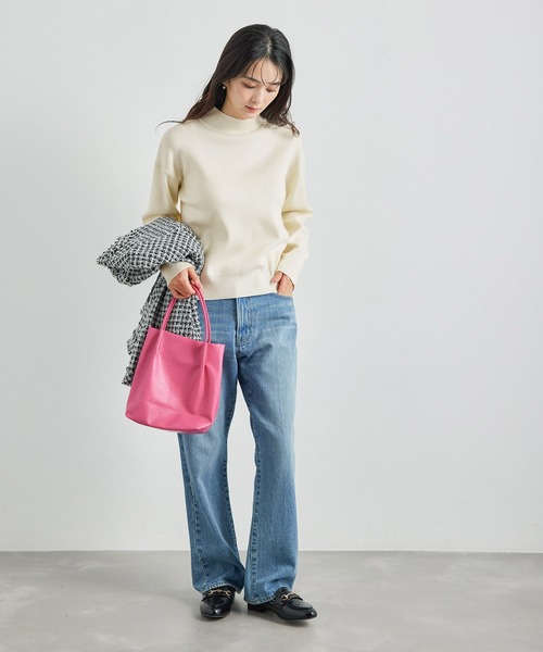 ROPE' PICNIC(ロペピクニック)の「洗濯機OK・パチパチしない/マシュマロニットモックネックプルオーバー(ニット/セーター・レディース・ブラック/オフホワイト/ベージュ系その他・38)」の5枚目の写真