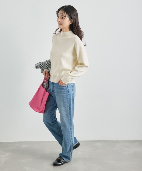 ROPE' PICNIC(ロペピクニック)の「洗濯機OK・パチパチしない/マシュマロニットモックネックプルオーバー(ニット/セーター・レディース・ブラック/オフホワイト/ベージュ系その他・38)」の10枚目の写真