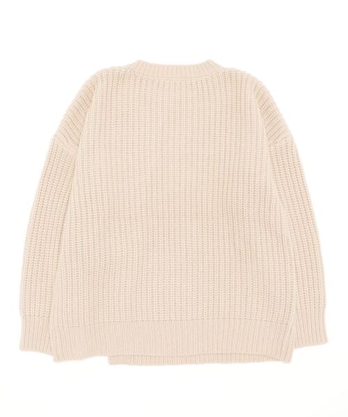 ALL ORDINARIES（オールオーディナリーズ）の「フロント重ね紐付ケーブルニットプルオーバー（ニット/セーター・レディース・オフホワイト/チャコールグレー・FREE）」の3枚目の写真