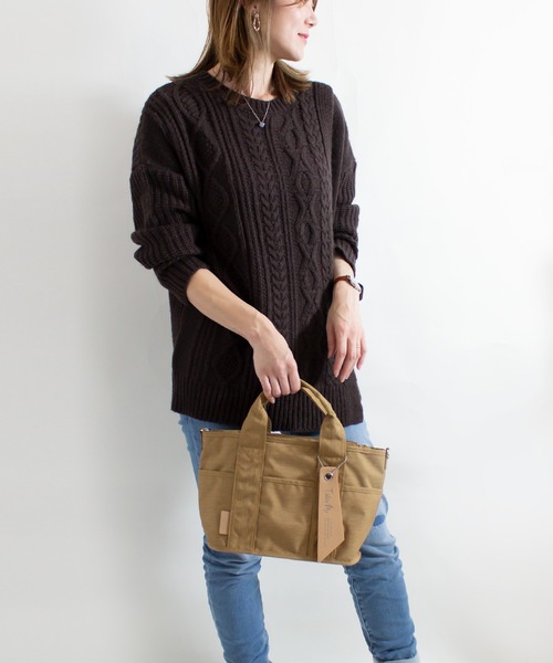 ALL ORDINARIES（オールオーディナリーズ）の「フロント重ね紐付ケーブルニットプルオーバー（ニット/セーター・レディース・オフホワイト/チャコールグレー・FREE）」の9枚目の写真