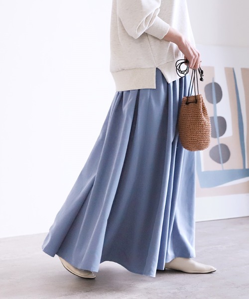 reca（レカ）の「ソフトグログランマキシスカート（スカート・レディース・ブラック/マスタード/キナリ/ブルー・M）」の4枚目の写真