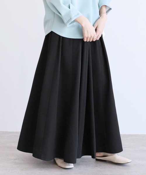 reca（レカ）の「ソフトグログランマキシスカート（スカート・レディース・ブラック/マスタード/キナリ/ブルー・M）」の3枚目の写真