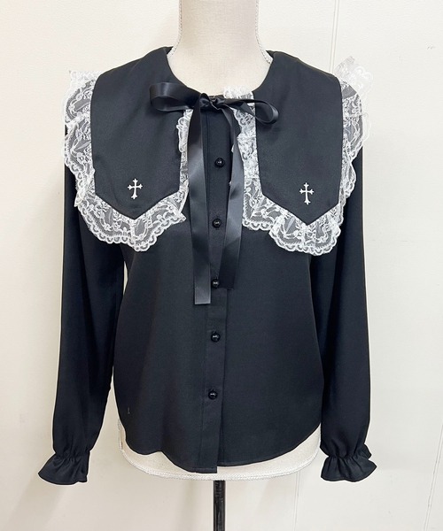 MA＊RS 背中刺繍リボンシャツ MA*RS】【2点SET】スピンドル付きクロス刺繍SETUP - BLK