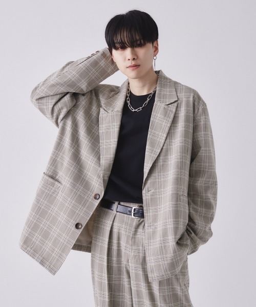 EDEL（エーデル）の「EDEL - ピークドラペルテーラードジャケット（テーラードジャケット・メンズ・ブラック/チェック・MEDIUM/LARGE）」の2枚目の写真
