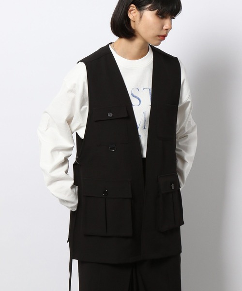 PAGEBOY（ページボーイ）の「クリアミリタリーベスト（その他アウター・レディース・ブラック系その他/ブラック/グレイッシュベージュ・FREE）」の2枚目の写真