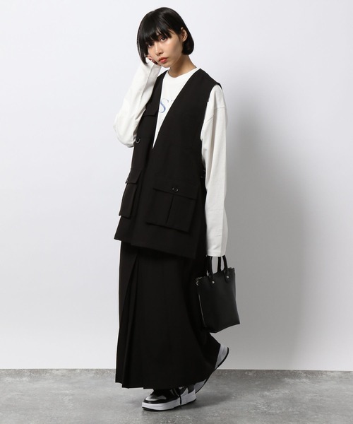 PAGEBOY（ページボーイ）の「クリアミリタリーベスト（その他アウター・レディース・ブラック系その他/ブラック/グレイッシュベージュ・FREE）」の5枚目の写真