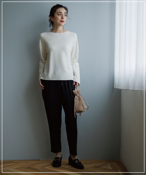 OPAQUE.CLIP(オペークドットクリップ)の「◆オーガニックコットン ボートネックニット【洗濯機洗い可/UVケア/7色展開】(ニット/セーター・レディース・レモンイエロー/ブルー/ホワイト系5/ライトグレー/ブラック/オフホワイト/グリーン・38/36/40/34/42)」の10枚目の写真