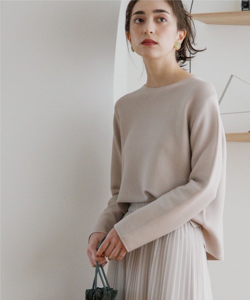 OPAQUE.CLIP(オペークドットクリップ)の「◆オーガニックコットン ボートネックニット【洗濯機洗い可/UVケア/7色展開】(ニット/セーター・レディース・レモンイエロー/ブルー/ホワイト系5/ライトグレー/ブラック/オフホワイト/グリーン・38/36/40/34/42)」の19枚目の写真