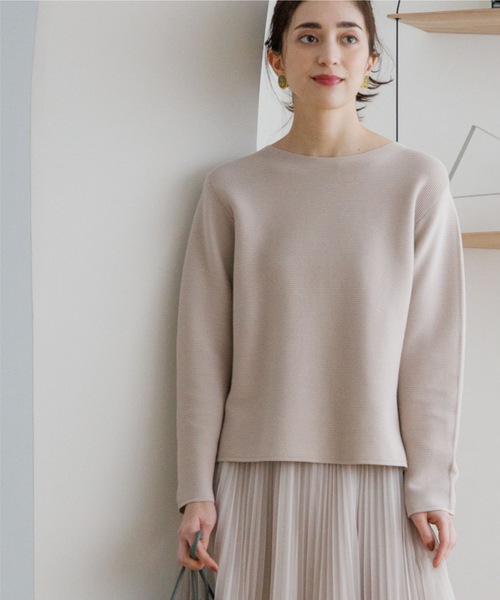 OPAQUE.CLIP(オペークドットクリップ)の「◆オーガニックコットン ボートネックニット【洗濯機洗い可/UVケア/7色展開】(ニット/セーター・レディース・レモンイエロー/ブルー/ホワイト系5/ライトグレー/ブラック/オフホワイト/グリーン・38/36/40/34/42)」の20枚目の写真