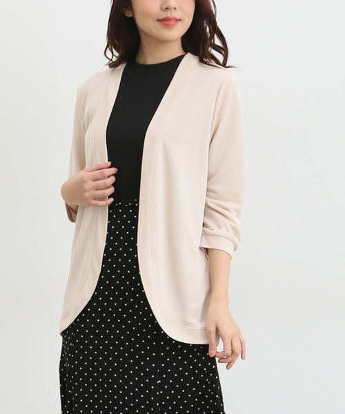 Honeys（ハニーズ）の「８分袖ラウンドカーディガン（カーディガン/ボレロ・レディース・杢グレー/ブルー系その他/グリーン/ベージュ/ネイビー/ホワイト/ブラック・L/LL/M）」の4枚目の写真